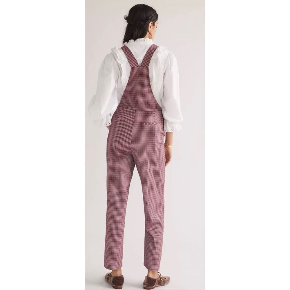 NWT Anthropologie FRNCH Pink Purple Paris Plaid Tapered Jumpsuit Overalls - Picture 5 of 12